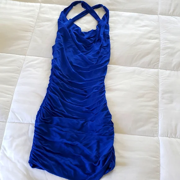 coast guard auxiliary winter dress blue Blue Ruched Paige Maxi Dress main image 1